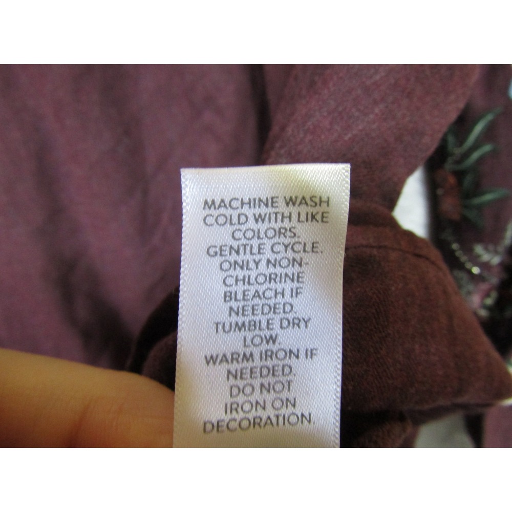 J. Jill Blouse Womens Large Burgundy Excellent Embroidered Beaded Linen Blend - Picture 10 of 13